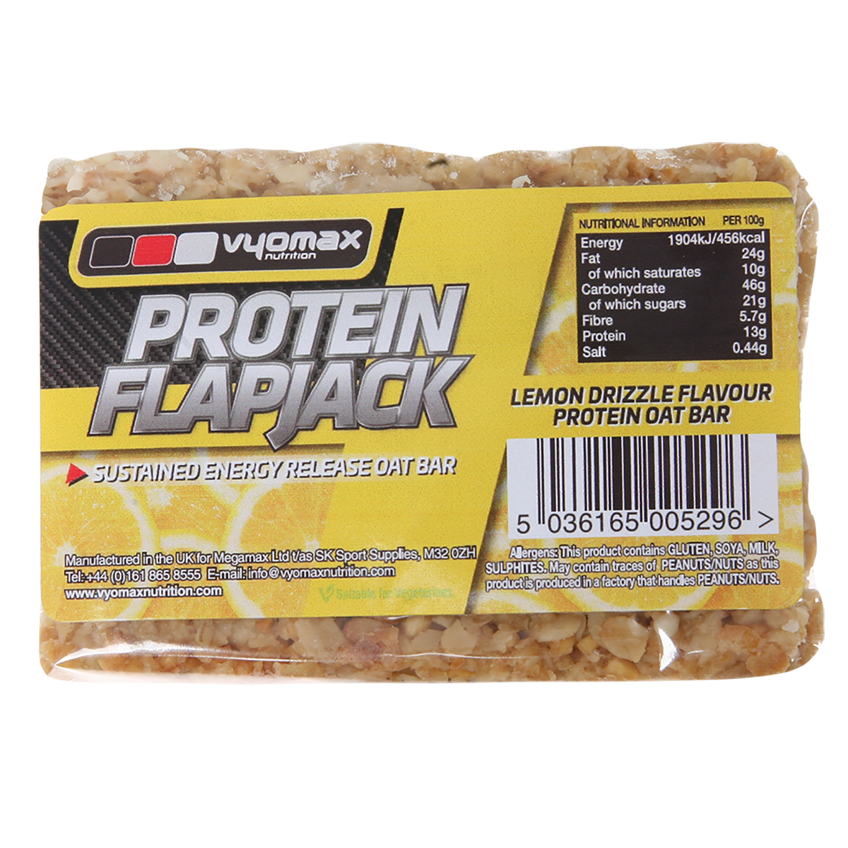 Vyomax Nutrition Protein Flapjacks 12x100g Lemon Drizzle