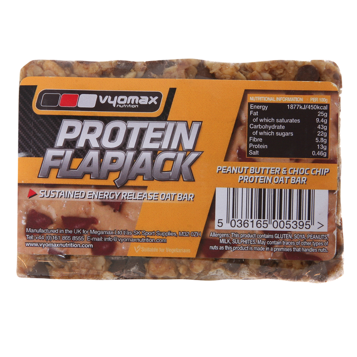 Vyomax Nutrition Protein Flapjacks 12x100g Peanut Butter & Choc Chip