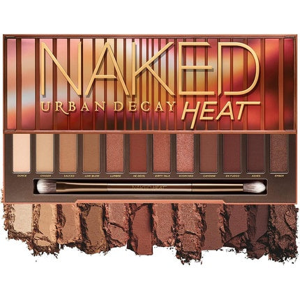 Urban Decay Naked Heat Eyeshadow Palette 12 Fiery Amber Neutral Shades - Ultra-Blendable Rich Colors with Velvety Texture Set Includes Mirror and Double-Ended Makeup Brush