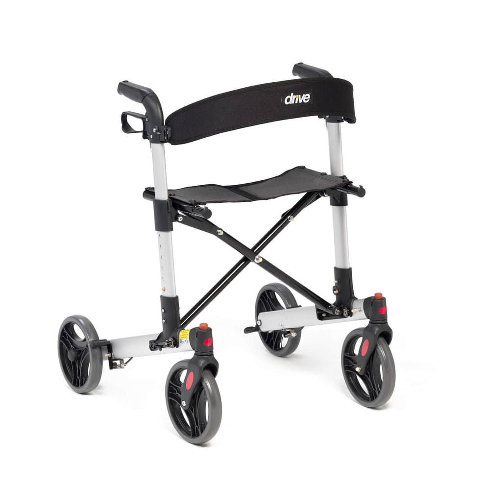 X Fold Lightweight Folding Rollator Walker with Seat & Storage Bag – Drive Devilbiss Mobility Aid (8" Wheels)