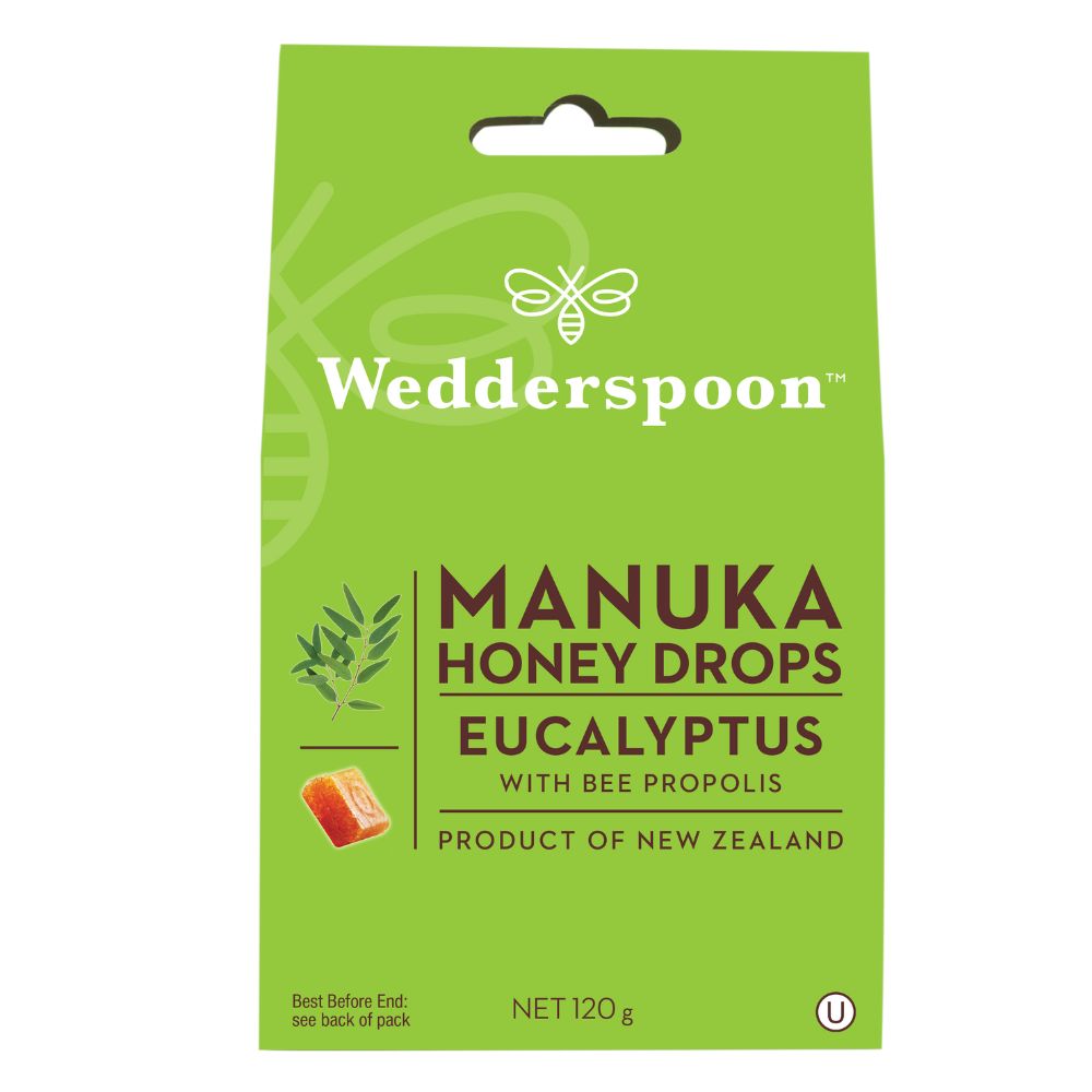 Wedderspoon Manuka Honey Drops Eukaliptus & Bee Propolis 120G