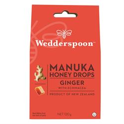 Manuka Honey Drops Ginger & Echinacea 120g, Wedderspoon