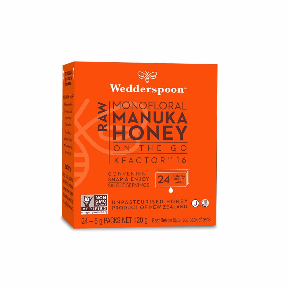 Wedderspoon 100% miel de manuka cruda en la marcha 120G 24 porciones