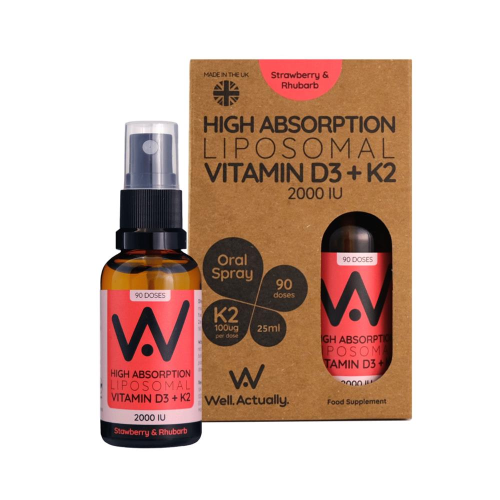 Bem, na verdade, vitamina D3 (2000IU's) + K2 (100mcg) - Spray lipossômico - Striwberry