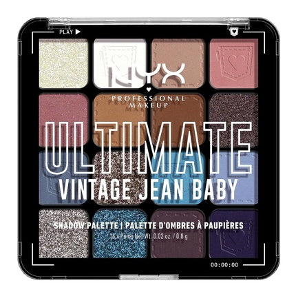 NYX Professional Makeup Ultimate Shadow Eyeshadow Palette with 16 Shades Vegan Formula Long-lasting Finish Vintage Jean Baby