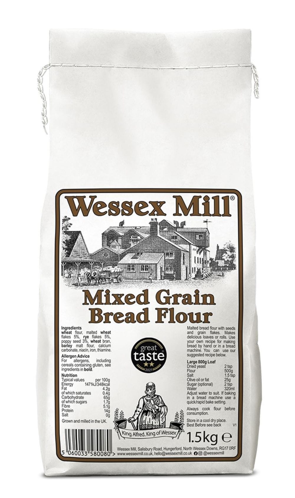 Wessex Mill Malted Bread αλεύρι με σπόρους και νιφάδες σιτηρών 1,5 κιλά