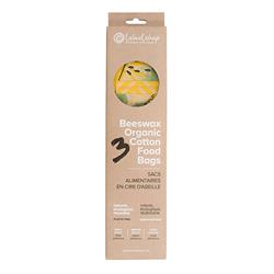 Beeswax Org Cotton Food Bags  3 Bags, Wax Wrap