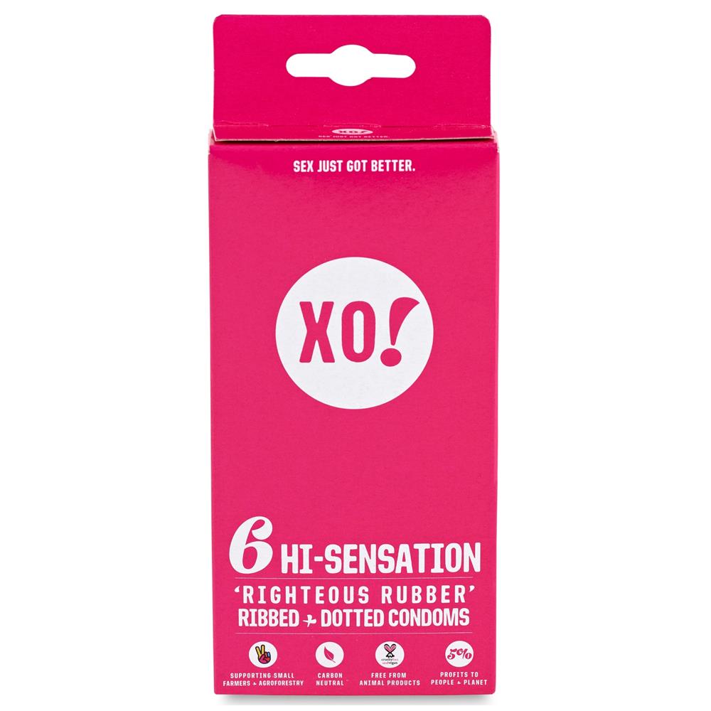 XO! 6 hi-sensation CO2-neutral vegan natural latex condoms