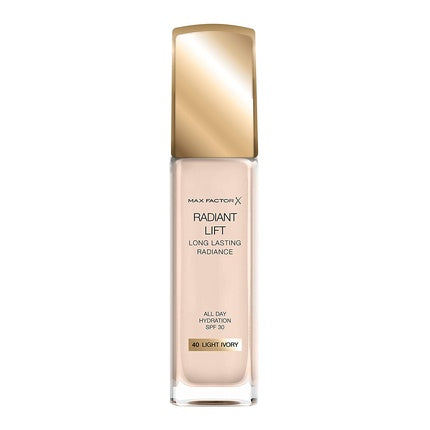 Max Factor Radiant Lift Foundation with Hyaluronic Acid for a Radiant and Long-lasting Complexion 30ml 40 Light Ivory