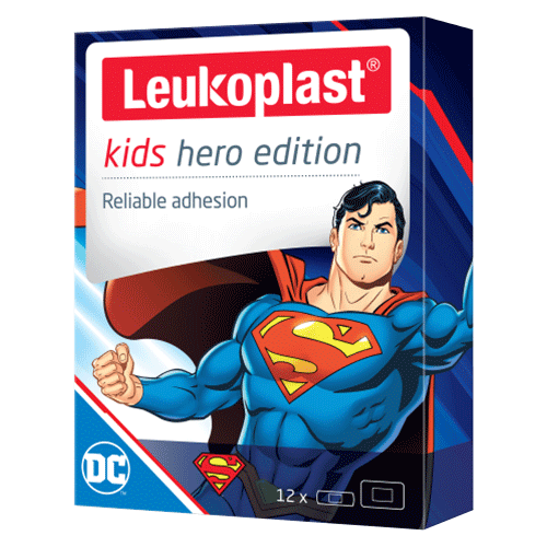 Leukoplast Kids Hero Edition Superman Plasters Pack of 12 - welzo