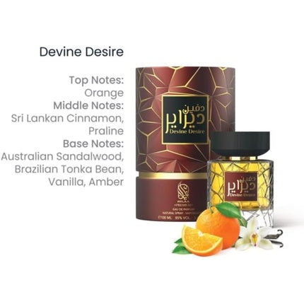 Devine Desire Eau de Parfum by Nylaa 100ml Angel Share Perfume for Women and Men Tonka Bean Woody Vanilla Fragrance