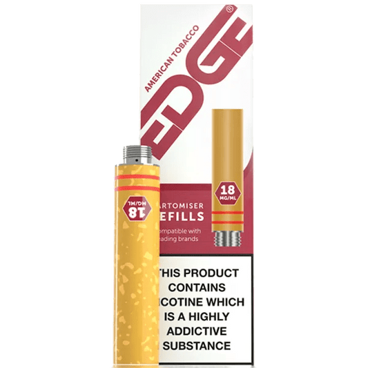 EDGE Cartomiser Refills 18mg American Tobacco Flavour Pack of 3 (30 Packs) - welzo