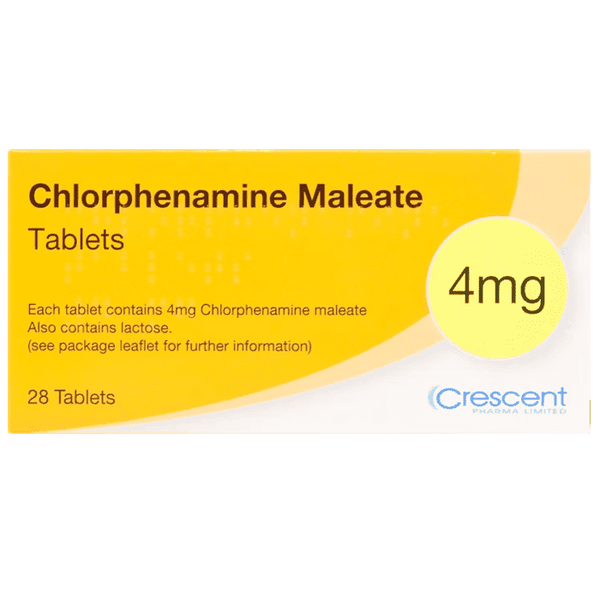 Chlorphenamine Maleate Tablets (Crescent) 4mg Pack of 28 - welzo