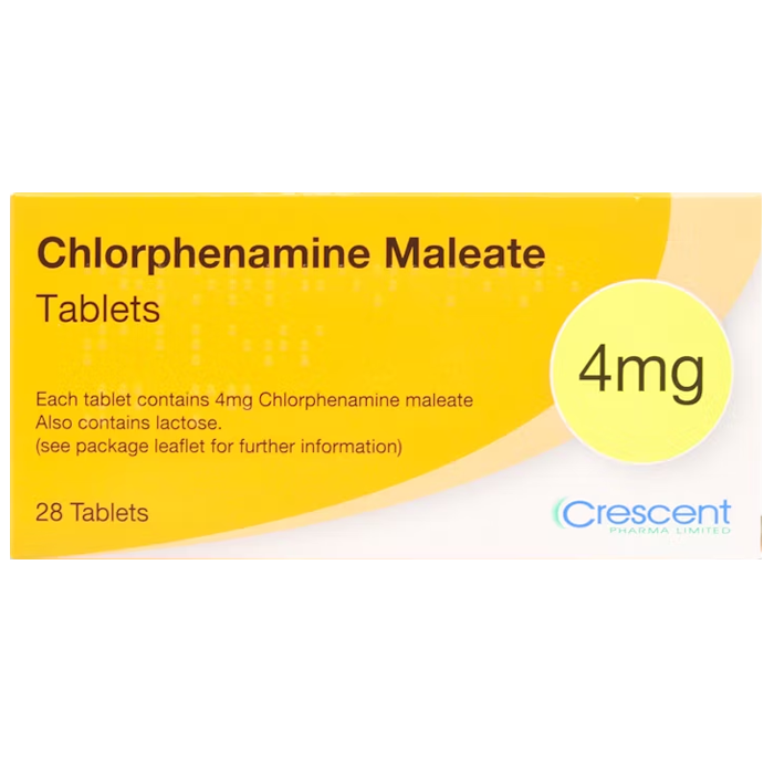 Chlorphenamine Maleate Tablets (Crescent) 4mg Pack of 28 - welzo