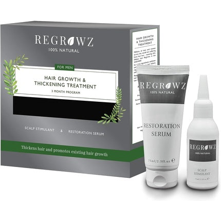 Regrowz Natural Hair Growth and Thickening Treatment for Men - Includes Scalp Stimulant and Restoration Serum