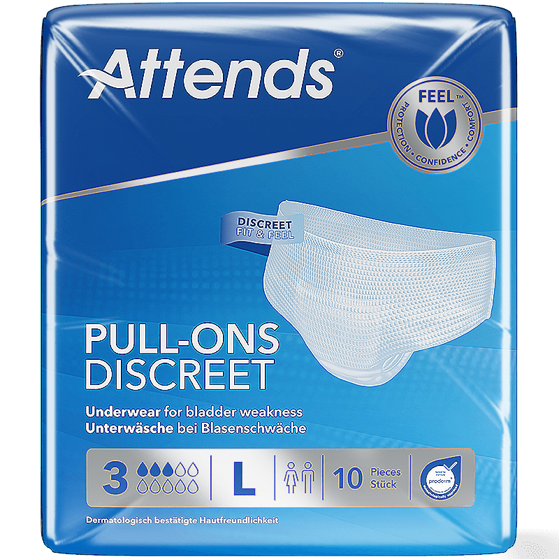 Attends Pull-Ons Discreet (Unisex) Underwear 3 Large Pack of 10 - welzo