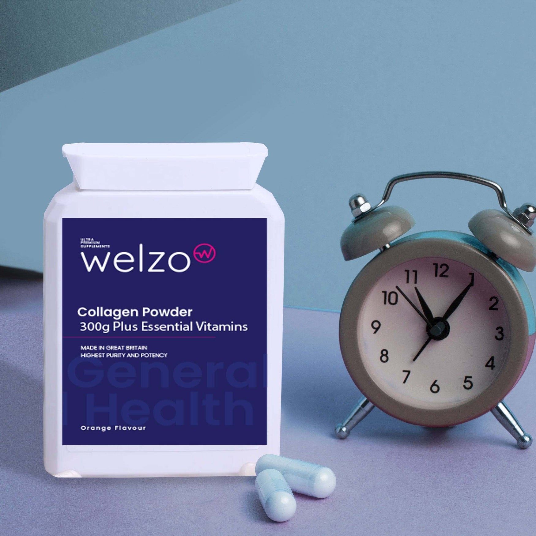 Welzo Collagen Powder 300g Plus Essential Vitamins - Orange Flavour