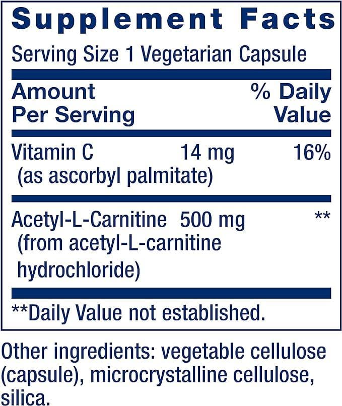 Acetyl-L-Carnitine 500 mg 100 veg caps - Life Extension - welzo