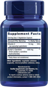 Acetyl-L-Carnitine 500 mg 100 veg caps - Life Extension - welzo