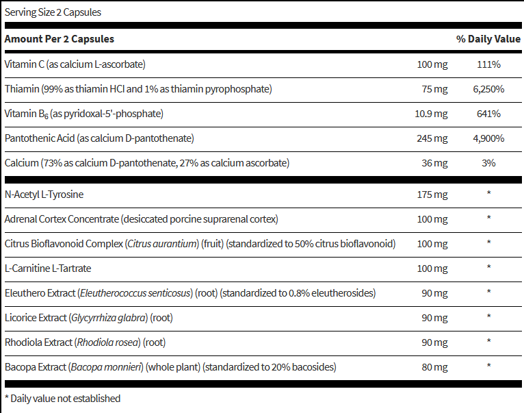 Adrenal atbalsta formula 90 kapsulas - Klaire Labs (SFI Health)