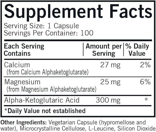 Alpha-Ketoglutaric Acid 300 mg, 100 capsules - Kirkman Labs (Hypoallergenic) - welzo