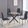 100cm Round Glass Dining Table – Black Crossed Steel Legs – Amara Collection