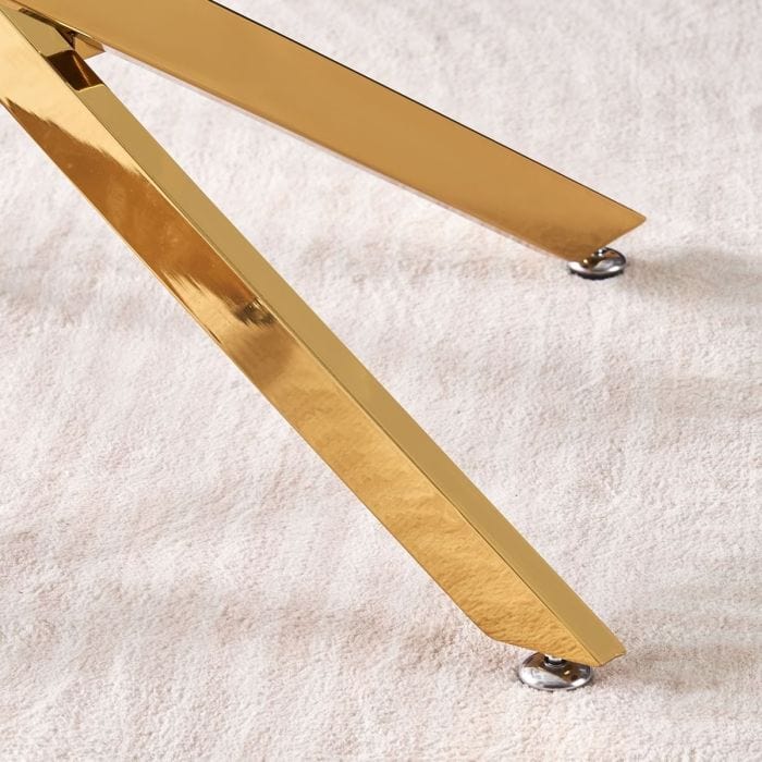 Tavolo da pranzo in vetro rotondo 120 cm - Amara con gambe cromate cromate dorate