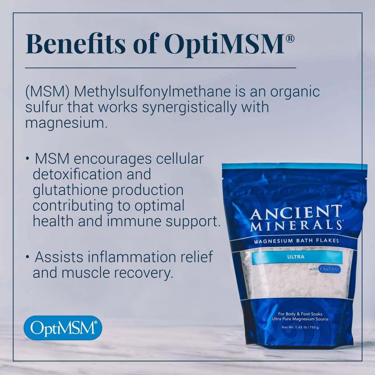 Ancient Magnesium Bath Flakes Ultra with OptiMSM - 750g - Good Health Naturally - welzo