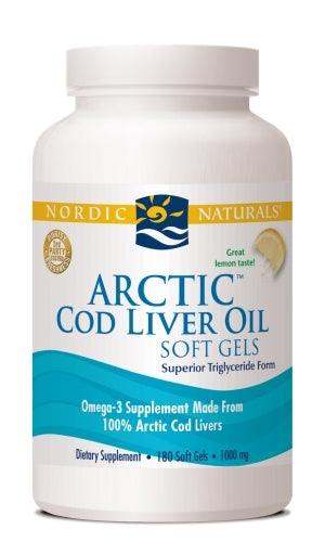 Arctic Cod Liver Oil Soft Gels (Lemon) 180 Soft Gels - Nordic Naturals - welzo