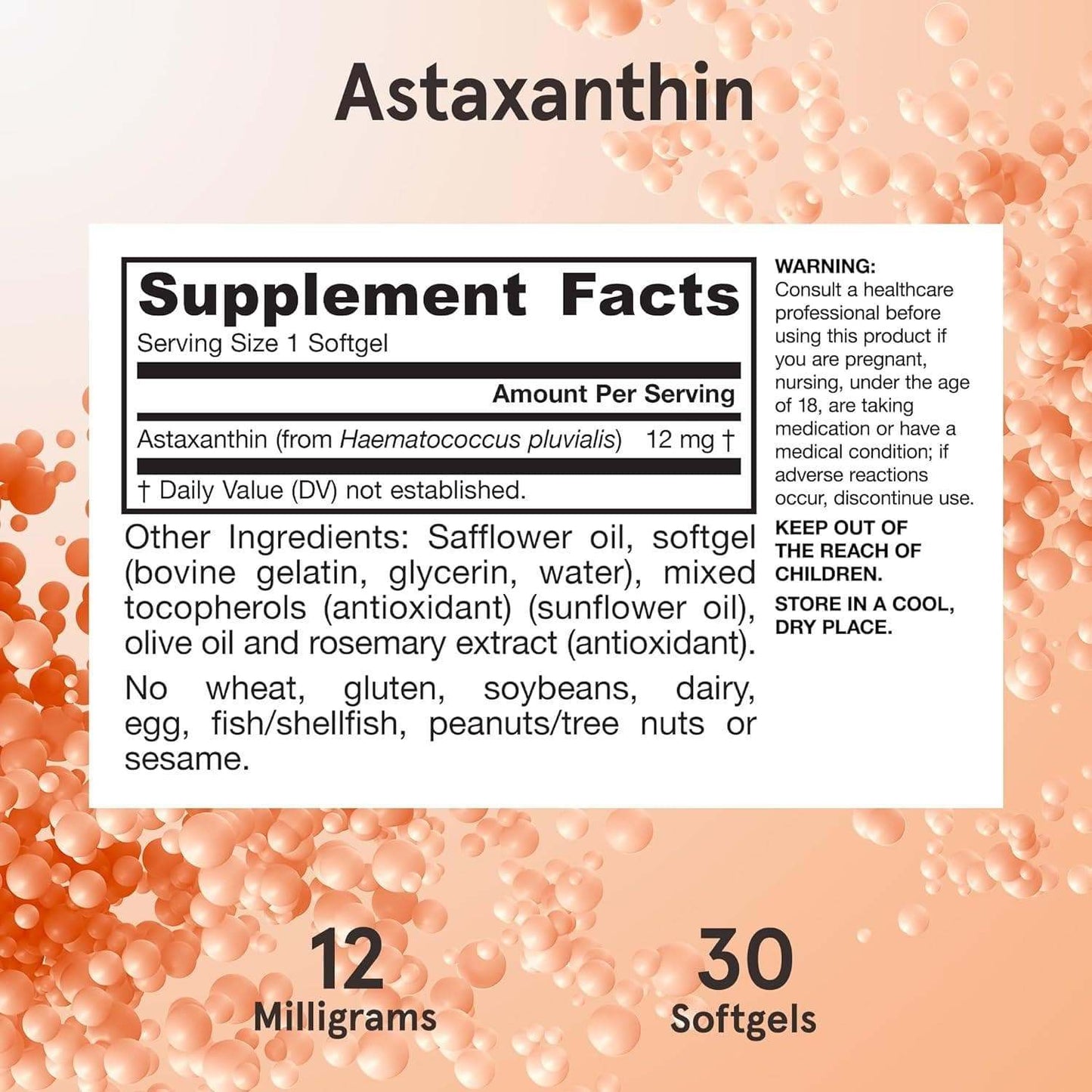 Astaxanthin, 12 mg, 30 Softgels - Jarrow Formulas - welzo