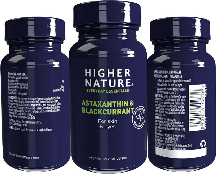 Astaxanthin & Blackcurrant, 90 Capsules - Higher Nature - welzo