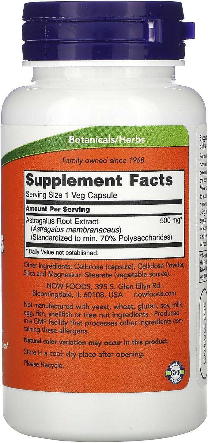 Astragalus Extract 500mg, 90 Capsules - Now Foods - welzo