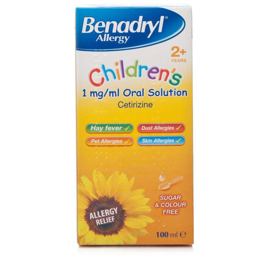 Benadryl Allergy Relief 1mg Solution Childrens 100ml - welzo