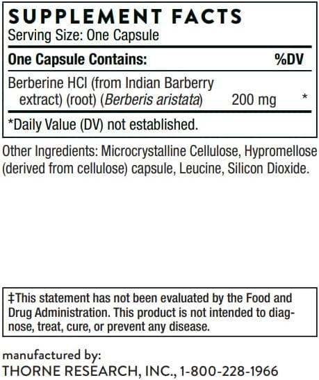 Berberine 200mg (formerly Berbercap) - 60 Veg Caps - Thorne Research - welzo