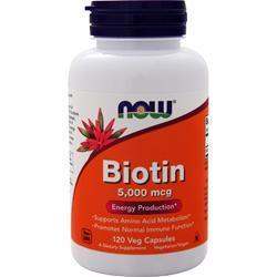 Biotin 5000mcg, 120 Capsules - Now Foods - welzo