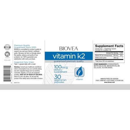 Biovea Vitamin K2 100mcg 30 vegetariánských tobolek