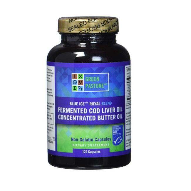 Blue Ice Royal Butter Oil & Fermented Cod Liver Oil Blend, 120 capsules - Green Pasture - welzo