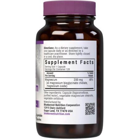 Bluebonnet buffrat kelated magnesium 200 mg 120 vegetabiliska kapslar