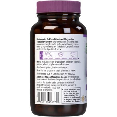 Bluebonnet -puskuroitu kelatut magnesium 200 mg 120 vihanneskapselia