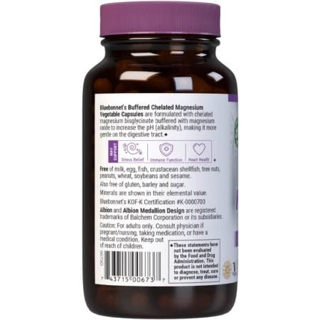 Bluebonnet Buffered Chelated Magnesium 200mg 120 Vegetable Capsules