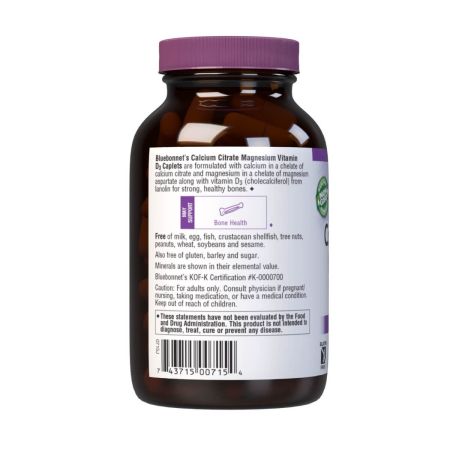 Citrato de cálcio Bluebonnet, magnésio e vitamina D3 90 Caplets