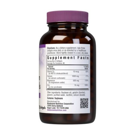 Bluebonnet cálcio, magnésio, zinco e vitamina D3 120 softgels