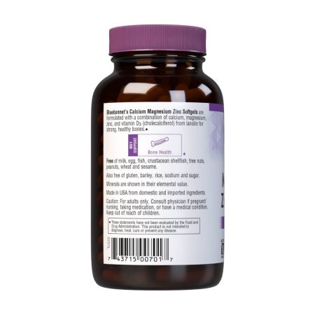 Bluebonnet kalcium, magnézium, cink és D3 -vitamin 120 SoftGels