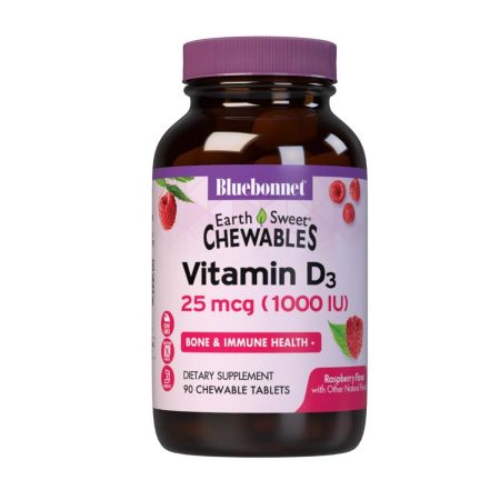 Bluebonnet Earthsweet Cheables Vitamina D3 1.000IU 90 Raspberry Tablet