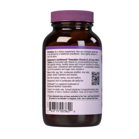 Bluebonnet Earthsweet Chewables Βιταμίνη D3 1.000IU 90 Δισκία Raspberry