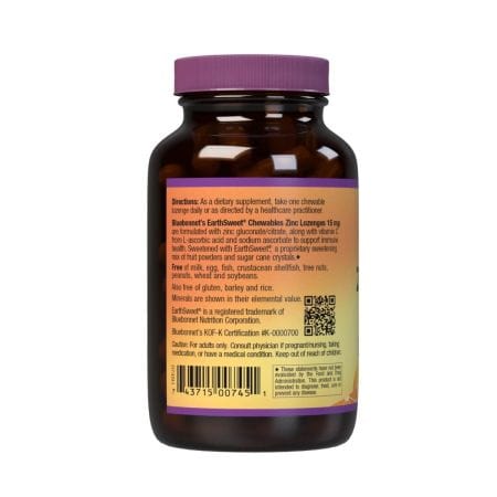 Bluebonnet EarthSweet Chewables Zinc 15mg Orange 60 Lozenges