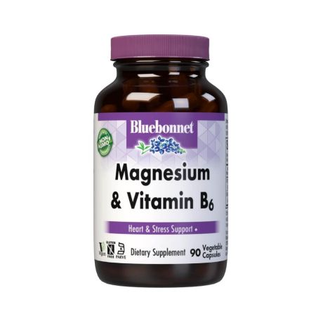 Bluebonnet magnesium en vitamine B6 90 groentecapsules