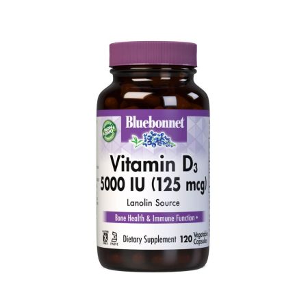 Bluebonnet D3 -vitamin 5000iu 120 zöldségkapszula