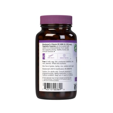 Bluebonnet Vitamin D3 5 000IU 120 Vegetabilisk kapsel