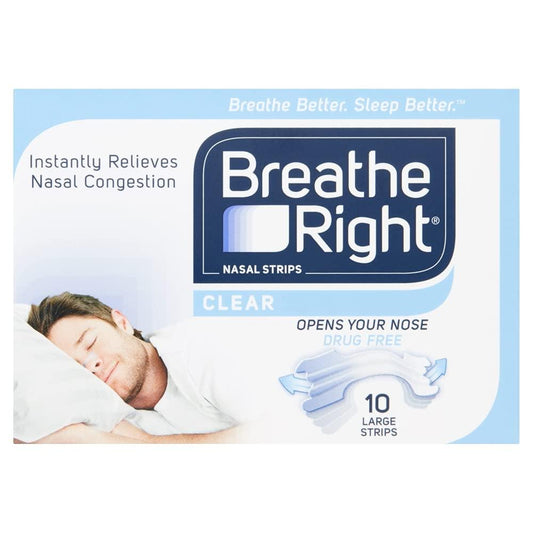 Breathe Right Nasal Strips Large Clear Pack of 10 - welzo